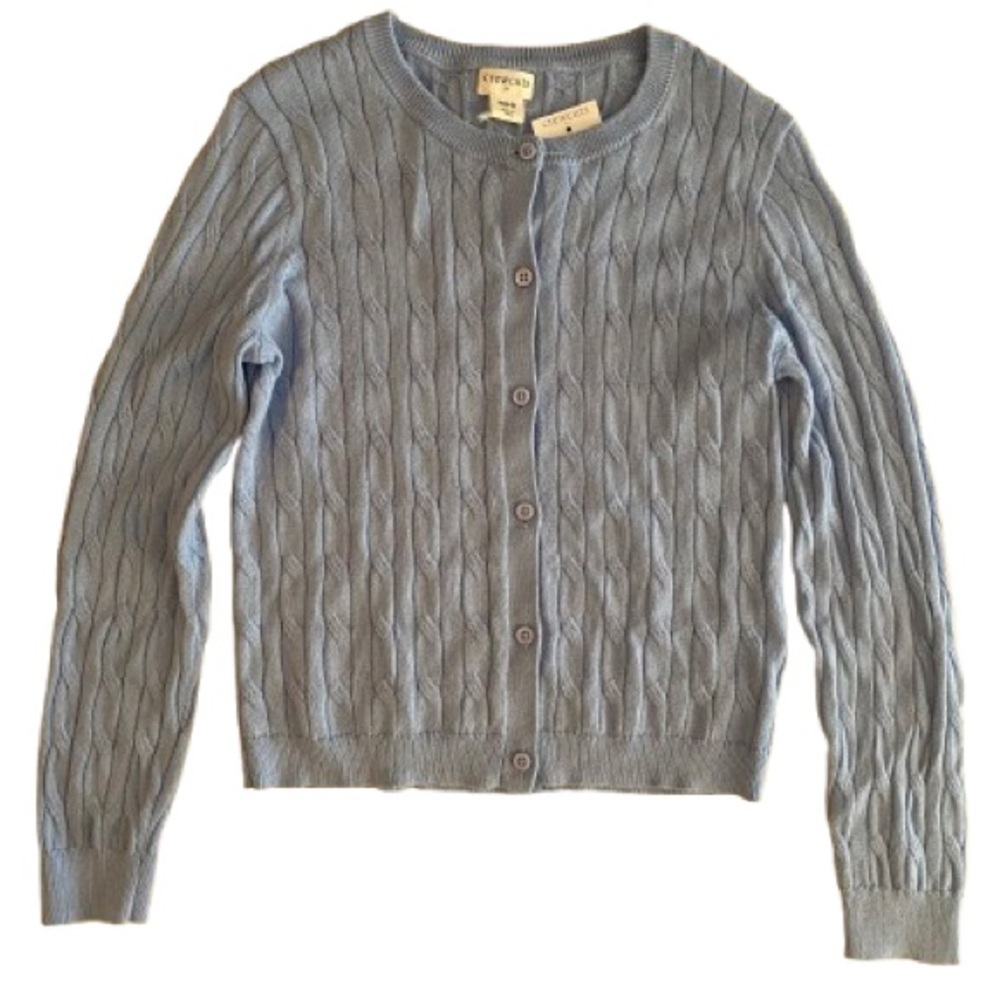 Crewcuts Girls Light Blue Cable Knit Cardigan Size M Soft Cotton Preppy NWT